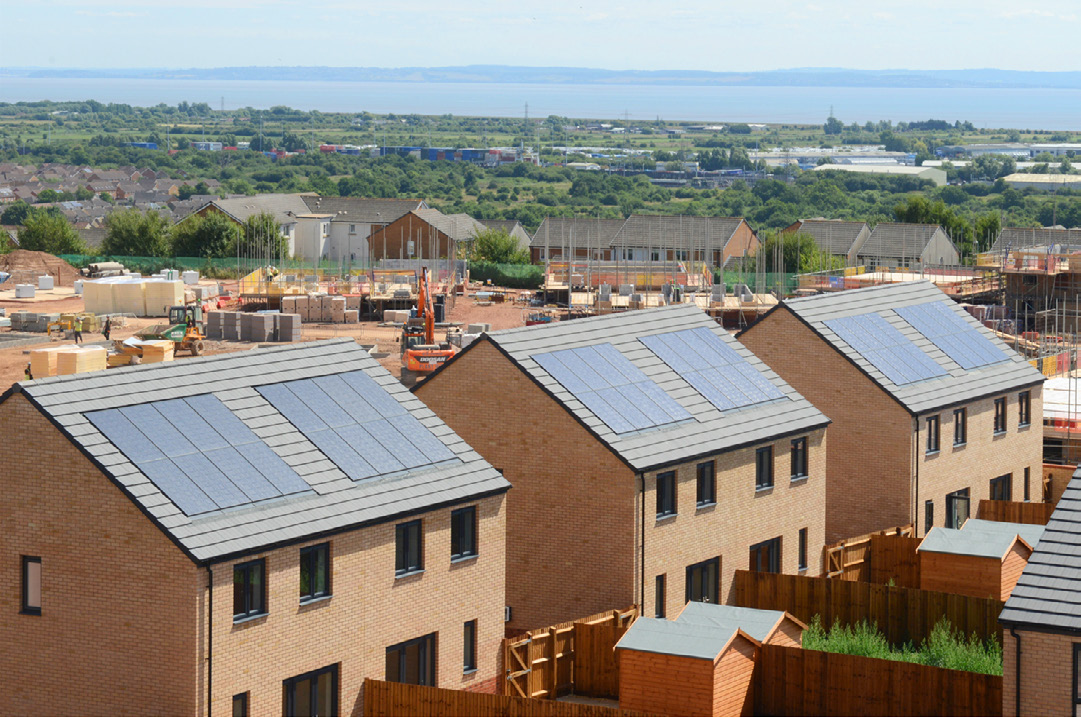 Solar panels on homes in Wales